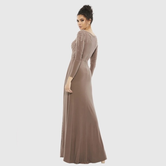 Mac Duggal 55715 NWT FAUX WRAP JERSEY GOWN W/ EMBELLISHED ACCENTS - Picture 2 of 8